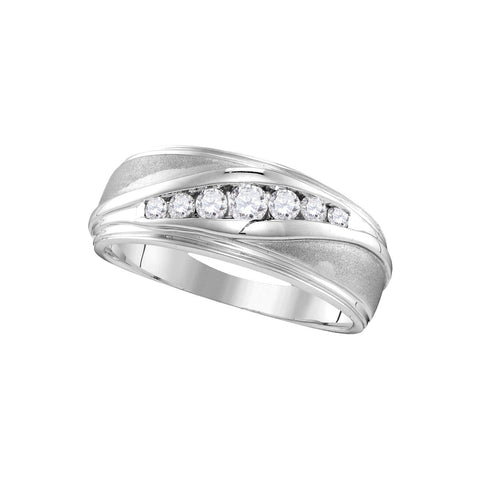 10kt White Gold Mens Round Diamond Band Wedding Anniversary Ring 3/8 Cttw 107447 - shirin-diamonds