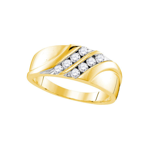 10kt Yellow Gold Mens Round Diamond Band Wedding Anniversary Ring 1/2 Cttw 107452 - shirin-diamonds