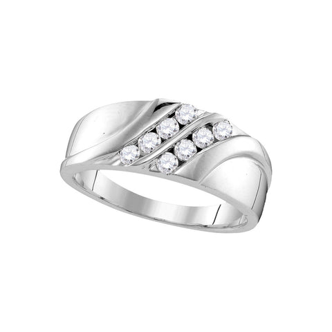 10kt White Gold Mens Round Diamond Band Wedding Anniversary Ring 1/2 Cttw 107453 - shirin-diamonds