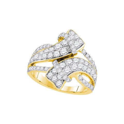 14kt Yellow Gold Womens Round Diamond Bypass Crossover Luxury Band 2.00 Cttw 107474 - shirin-diamonds