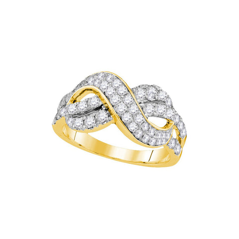 14kt Yellow Gold Womens Round Diamond Infinity Crossover Band 1.00 Cttw 107490 - shirin-diamonds