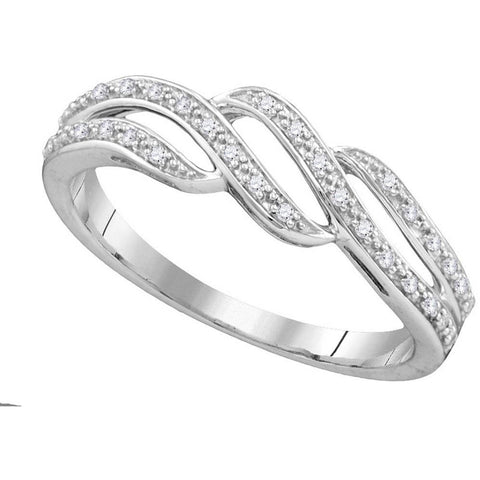 10kt White Gold Womens Round Diamond Band Ring 1/10 Cttw 107879 - shirin-diamonds