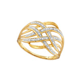 10kt Yellow Gold Womens Round Diamond Woven Cocktail Ring 1/20 Cttw 107979 - shirin-diamonds
