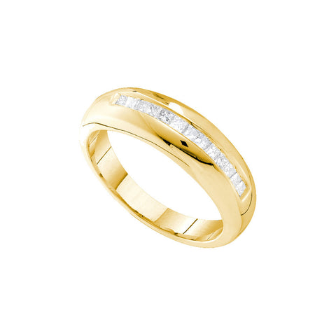 14kt Yellow Gold Mens Princess Diamond Wedding Anniversary Band Ring 1/2 Cttw 10817 - shirin-diamonds