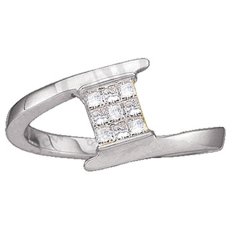 14kt White Gold Womens Princess Diamond Band Ring 1/5 Cttw 10829 - shirin-diamonds