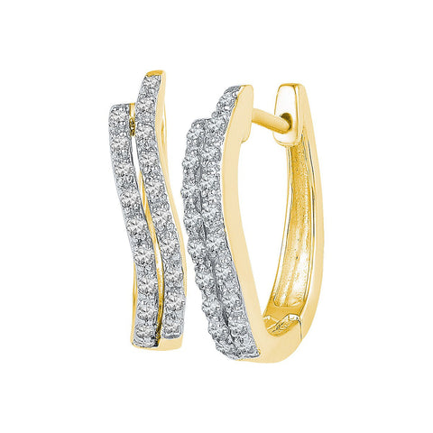 10kt Yellow Gold Womens Round Diamond Hoop Earrings 1/5 Cttw 108520 - shirin-diamonds