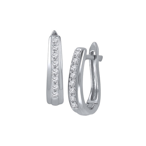 10kt White Gold Womens Round Diamond Hoop Earrings 1/4 Cttw 108549 - shirin-diamonds