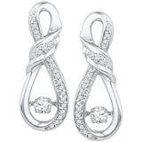 10kt White Gold Womens Round Diamond Moving Twinkle Solitaire Twist Ribbon Earrings 1/3 Cttw 108614 - shirin-diamonds