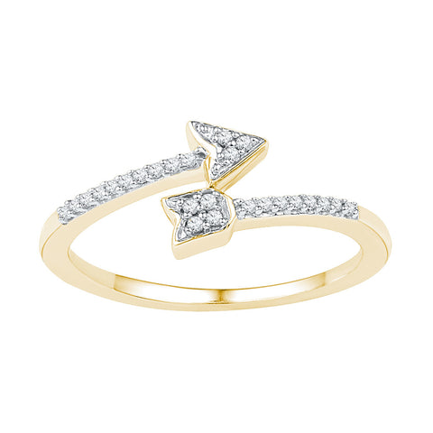 10kt Yellow Gold Womens Round Diamond Bisected Arrow Band Ring 1/12 Cttw 108622 - shirin-diamonds
