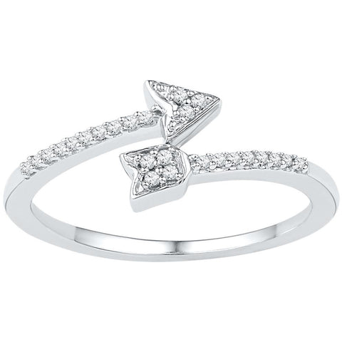 10kt White Gold Womens Round Diamond Bisected Arrow Band Ring 1/12 Cttw 108623 - shirin-diamonds