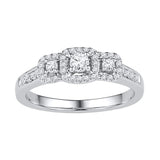 10kt White Gold Womens Round Diamond 3-stone Bridal Wedding Engagement Ring 3/8 Cttw 108634 - shirin-diamonds