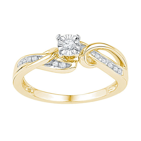 10kt Yellow Gold Womens Round Diamond Solitaire Bridal Wedding Engagement Ring 1/8 Cttw 108644 - shirin-diamonds