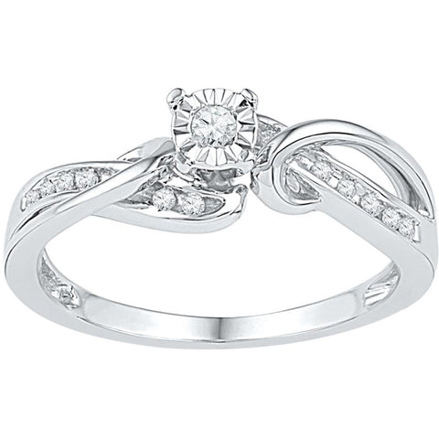 10kt White Gold Womens Round Diamond Solitaire Bridal Wedding Engagement Ring 1/8 Cttw 108645 - shirin-diamonds