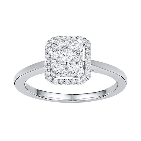 10kt White Gold Womens Round Diamond Square Cluster Ring 1/3 Cttw 108653 - shirin-diamonds