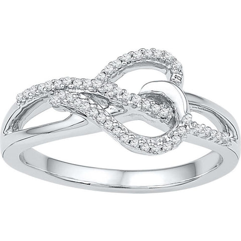 10kt White Gold Womens Round Diamond Heart Infinity Ring 1/6 Cttw 108823 - shirin-diamonds