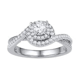 10kt White Gold Womens Round Diamond Solitaire Bridal Wedding Engagement Ring 3/8 Cttw 108834 - shirin-diamonds
