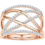 10kt Rose Gold Womens Round Diamond Criss Cross Crossover Cocktail Ring 1/3 Cttw 108842 - shirin-diamonds