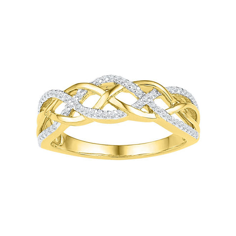 10kt Yellow Gold Womens Round Diamond Woven Strand Braid Band 1/5 Cttw 108848 - shirin-diamonds