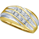 10kt Yellow Two-tone Gold Mens Round Diamond Wedding Anniversary Band Ring 1/2 Cttw 10888 - shirin-diamonds