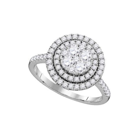 14kt White Gold Womens Round Diamond Concentric Double Halo Cluster Ring 1.00 Cttw 109387 - shirin-diamonds