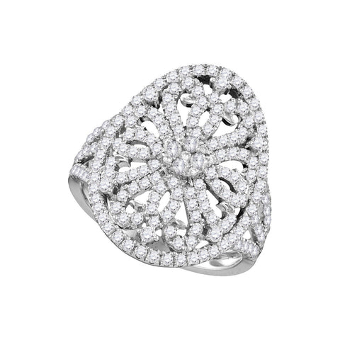 14k White Gold Womens Diamond Wide Symmetrical Cocktail Ring 1.00 Cttw 109506 - shirin-diamonds