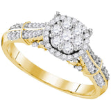 10kt Yellow Gold Womens Round Diamond Flower Cluster Bridal Wedding Engagement Ring 5/8 Cttw 109521 - shirin-diamonds