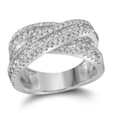 14kt White Gold Womens Round Pave-set Diamond Crossover Cocktail Band 1-7/8 Cttw 109697 - shirin-diamonds