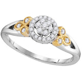 10kt Two-tone White Gold Womens Round Diamond Cluster Millgrain Bridal Wedding Engagement Ring 1/4 Cttw 109741 - shirin-diamonds