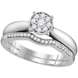10kt White Gold Womens Round Diamond Bridal Wedding Engagement Ring Band Set 1/4 Cttw 109780 - shirin-diamonds