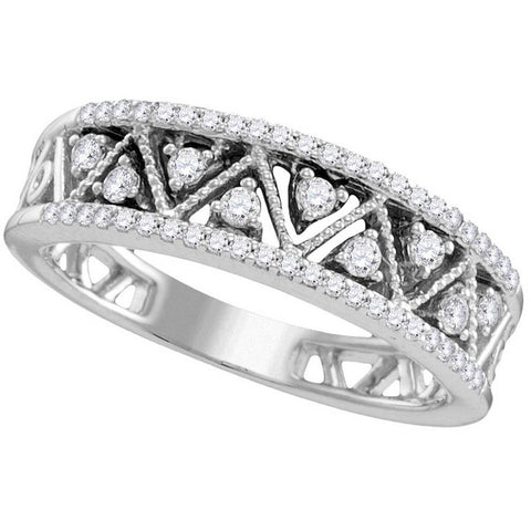 10kt White Gold Womens Round Diamond Geometric Band Ring 7/8 Cttw 109812 - shirin-diamonds