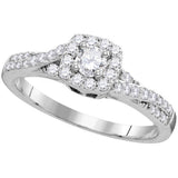 10k White Gold Round Diamond Solitaire Bridal Wedding Engagement Ring Band Set 1/2 Cttw 109821 - shirin-diamonds