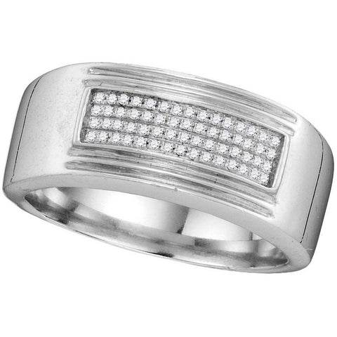 10k White Gold Mens Diamond Rectangle Cluster Wedding Band Ring 1/6 Cttw 109833 - shirin-diamonds