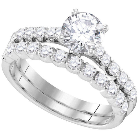 14kt White Gold Womens Round Diamond Bridal Wedding Engagement Ring Band Set 2-1/5 Cttw 109905 - shirin-diamonds