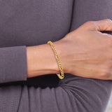 10K Yellow Gold 4.75mm Semi-Solid Figaro Chain Bracelet 8 IN