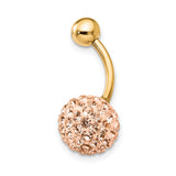 Core Gold 10k W/Champagne Crystal Ball Belly Dangle