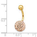 Core Gold 10k W/Champagne Crystal Ball Belly Dangle