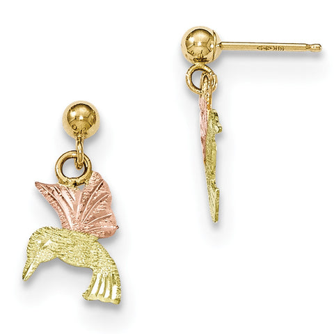 10k Tri-color Black Hills Gold Post Dangle Earrings 10BH659 - shirin-diamonds