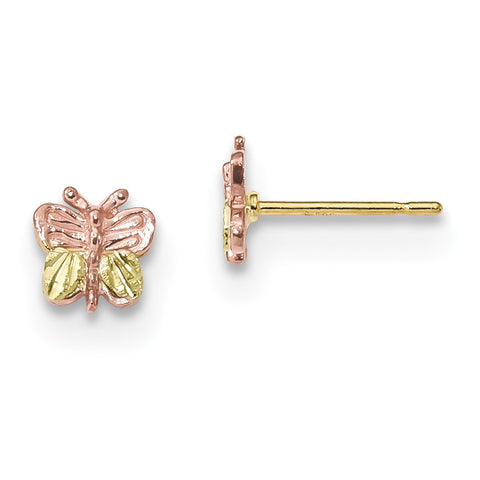 10k Tri-Color Black Hills Gold Butterfly Earrings 10BH698 - shirin-diamonds