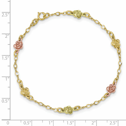 10k Tri-Color Black Hills Gold Roses Bracelet 10BH705 - shirin-diamonds