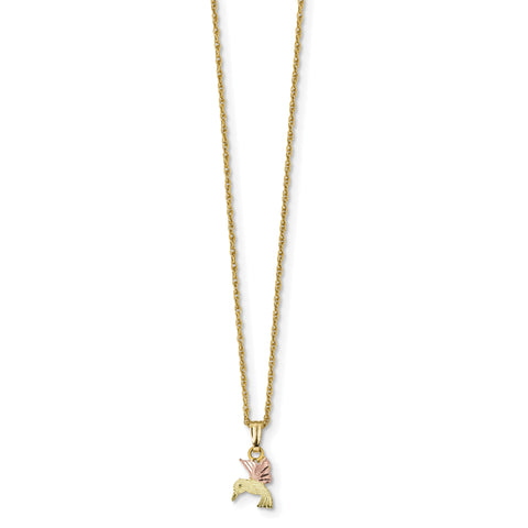10k Tri-Color Black Hills Gold Hummingbird Necklace 10BH708 - shirin-diamonds