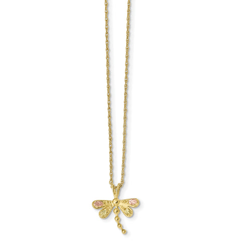 10k Tri-Color Black Hills Gold Dragonfly Necklace 10BH713 - shirin-diamonds