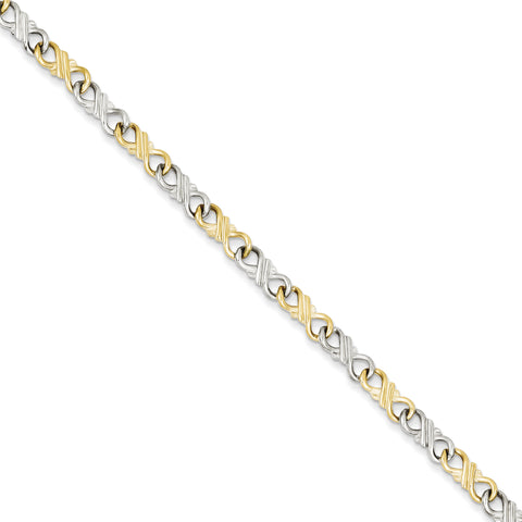 10k Two-Tone Solid Polished Fancy Bracelet 10BR1 - shirin-diamonds