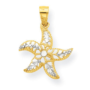 10k & Rhodium Starfish Charm 10C1018 - shirin-diamonds