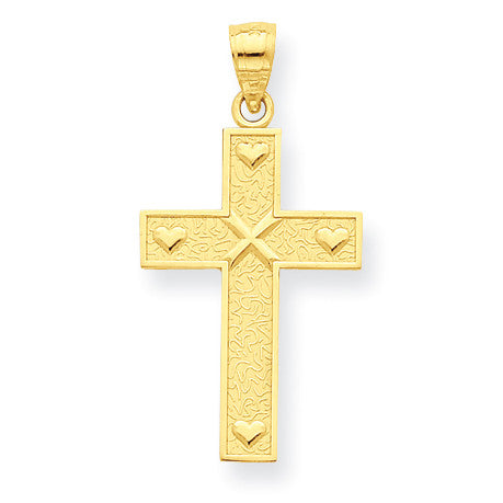 10k Cross with God Loves Me on Reverse Pendant 10C1102 - shirin-diamonds