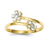 10k Double Flower CZ Ring 10C1215 - shirin-diamonds