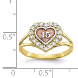 10k Two-tone Sweet 15 Heart Ring 10C1220