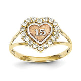 10k Two-tone Sweet 15 Heart Ring 10C1220 - shirin-diamonds