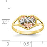 10k Two-tone & Rhodium Mommy Heart Ring 10C1225