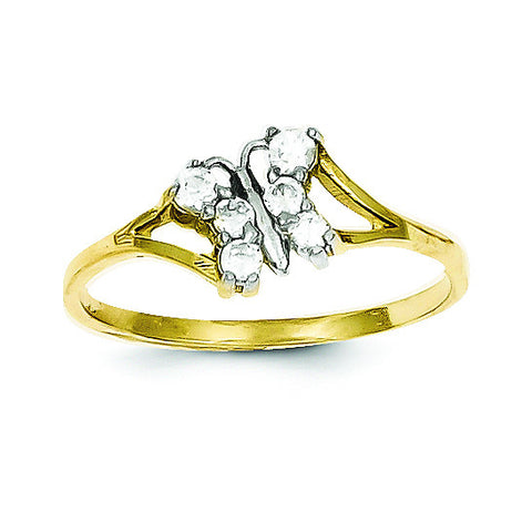 10k & Rhodium CZ Butterfly Ring 10C1232 - shirin-diamonds