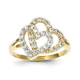 10k & Rhodium Double Heart Ring 10C1247 - shirin-diamonds